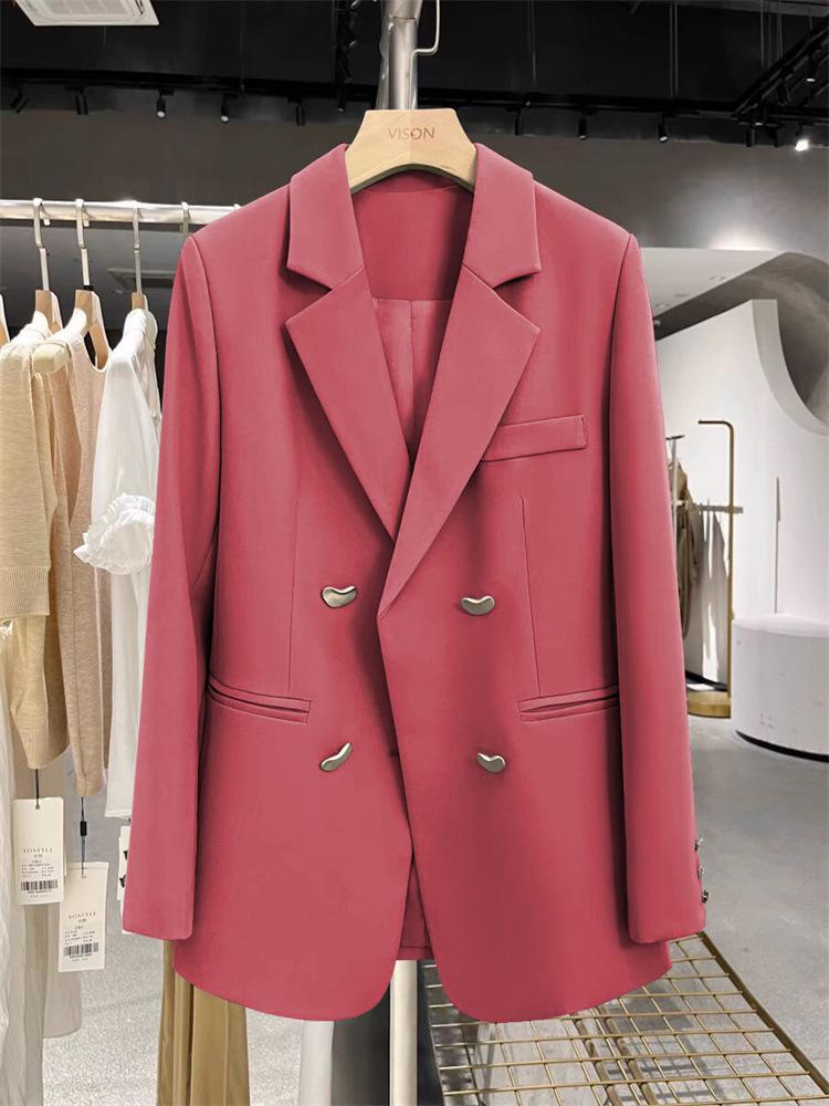 Женский серый текстурированный блейзер в британском стиле, весна/осень 2024