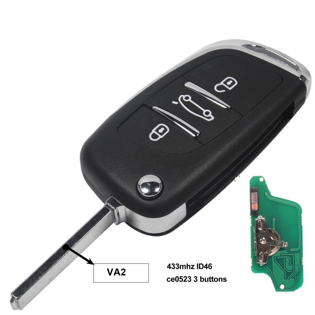 Jingyuqin ASK/FSK 433 МГц ID46 чип CE0523 модифицированный откидной дистанционный ключ-брелок для Peugeot 307 407 607 HU83/ VA2 Blade 2 3 кнопки ключа