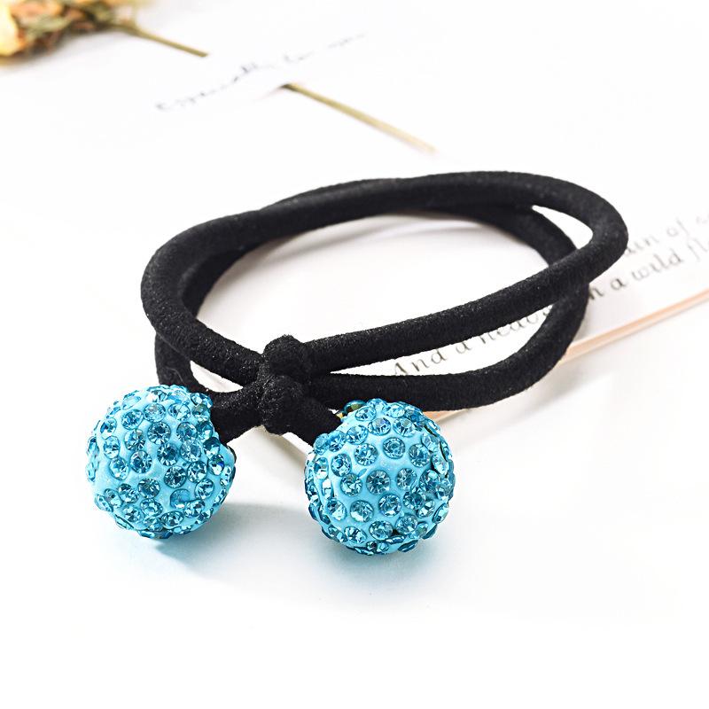 Многоцветные резинки для волос с шариками из страз, корейские резинки два-в-одном, эластичные, держатели для хвостика, резинки для волос, женские, детские аксессуары для волос