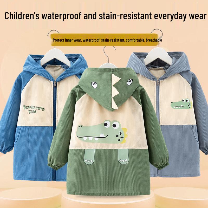 Детский комбинезон-пуховик среднего и большого размера - Водонепроницаемый, грязеотталкивающий, осенне-зимний, детский сад, верхняя одежда, фартук для мальчиков