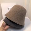The Simple and Elegant Woolen Woolen Fashionable and Warm Bucket Hat for Women the Japanese Style Solid Color Artistic Mocha Fisherman Hat Trend