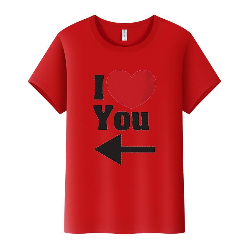 Футболка для пары с принтом сердца и стрелок, с коротким рукавом и круглым вырезом, свободная футболка King Queen, футболка для влюбленных, топы, женская одежда