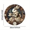 Винтажная круглая металлическая табличка Часы-кролик 20x20см Декор для домашней настенной живописи