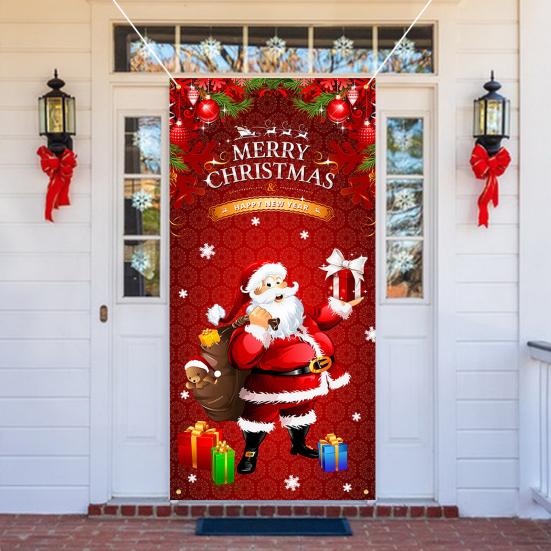 Рождественский занавес, баннер, многоразовый, легко повесить, праздничный дверной чехол для украшения дома, фотосъемка