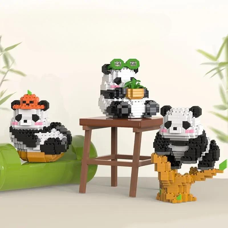 500PCS Creative Cute Mini Panda Building Blocks Micro Bricks Assemble Decoration Toy With Box Birthday Gift for Boys and Girls