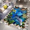 Ocean World Carpet 3D Dolphin Carpets for Living Room Bedroom Decor Carpet Flannel Home Floor Mat Ocean Area Rugs