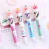 Multi-color 10In1 Cute Cartoon Pig Ballpoint Pen Press School Office Stationery Kids Gift