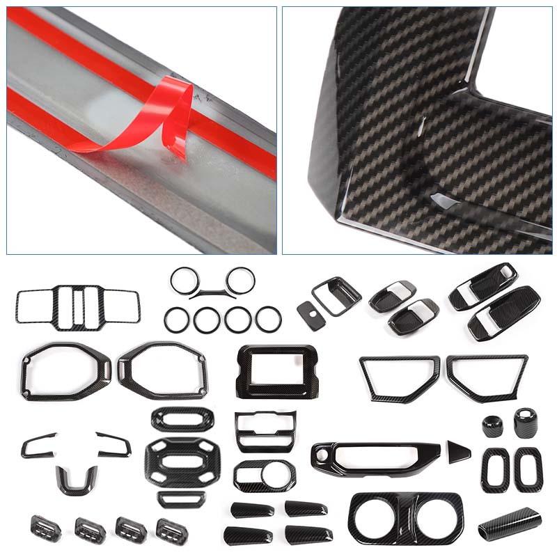 ABS Steering Wheel Window Lift Dashboard Decoration Central Control Reading Light Stickers For Jeep Wrangler JL For Gladiator JT 2018-2023