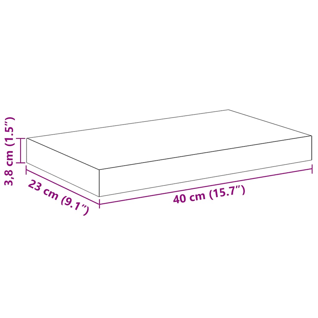Набор из 4-х плавающих полок. Черный с высоким глянцем 40 x 23 x 3,8 см МДФ