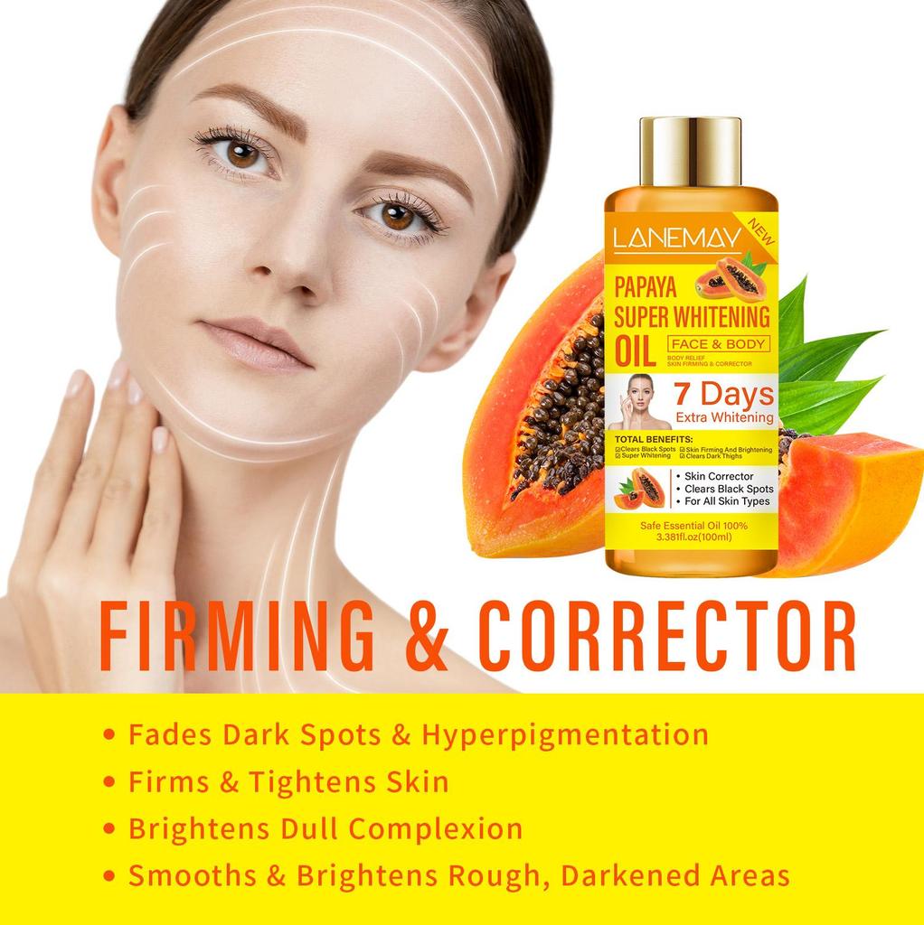 Масло папайи для супер отбеливания - Подтягивающее и осветляющее кожу - Устраняет пигментные пятна - Подходит для всех типов кожи, 100 мл
