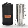 MAGNA Mug Camping Thermal Mug Outdoor Stainless Steel Double Wall Dual Structure Mug Set with Mesh Bag of (Set 4)