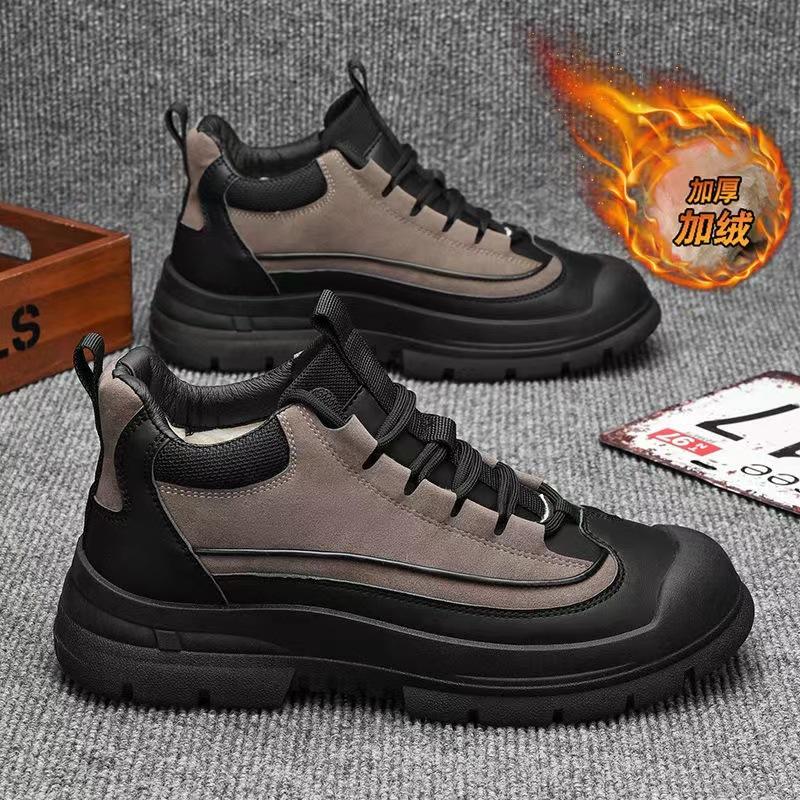 2024 утолщенные мужские хлопковые ботинки большого размера зимние бархатные теплые ботинки износостойкие и нескользящие мужские ботинки зимние ботинки на толстой подошве мужские