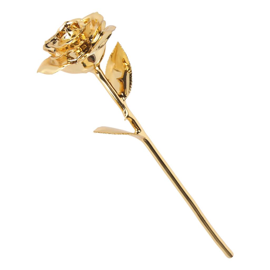 24K Gold Plated Rose Clear Texture Romantic Exquisite Long Lasting Rose Flower with Holder Gold