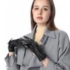 Женские кожаные перчатки с подкладкой из овчины и бантом