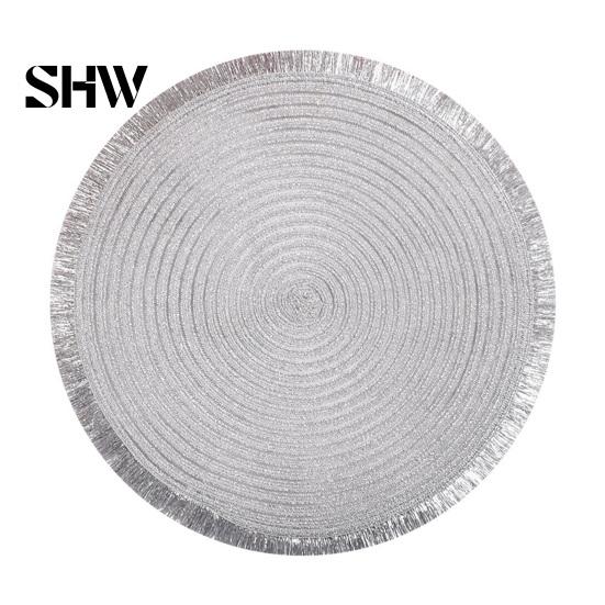 Elegant Dining Table Centerpiece Christmas Round Mat with Tassel, Heat Resistant PP Placemat, Non Slip Kitchen Pad Waterproof Decorative for