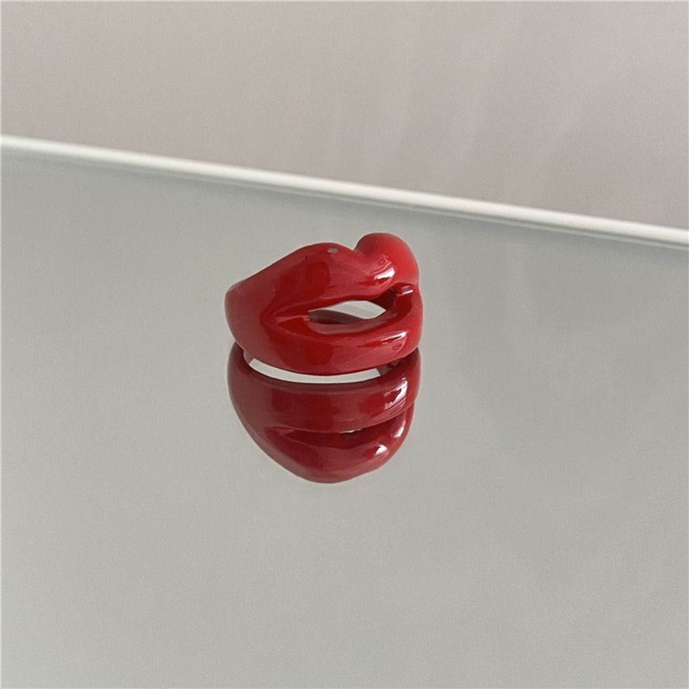 Drip Glazed Finger Ring Multicolor Jewelry Accessories Daily Geometric Lips Ring  Girls