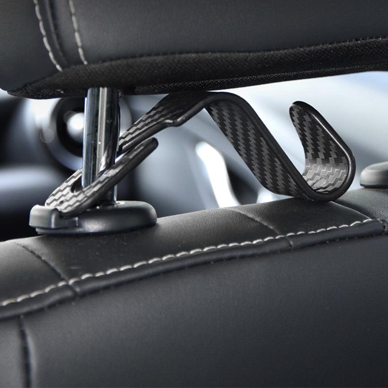 Carbon Fibre Hook Universal Car Seat Headrest Hooks Storage Hanger  Car Back Seat Organizer Holder Auto Interior Accessorie