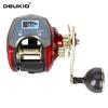 DEUKIO Full Metal 6+1BB Left/Right Fishing Reel with LED Digital Display Electronic Bait Line Counter, Carbon Fiber Material, Max 20kg Drag Reel