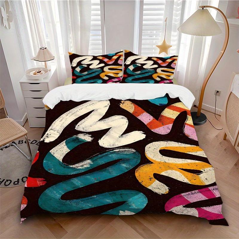 3pcs Abstract Art Print Bedding Set, Ideal for Home Use, Suitable for Bedroom Decor (1*Duvet Cover + 1/2*Pillowcases, No Core) yy250821204