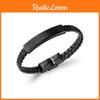 Модный винтажный черный браслет из нержавеющей стали оптом плетеный кожаный манжет