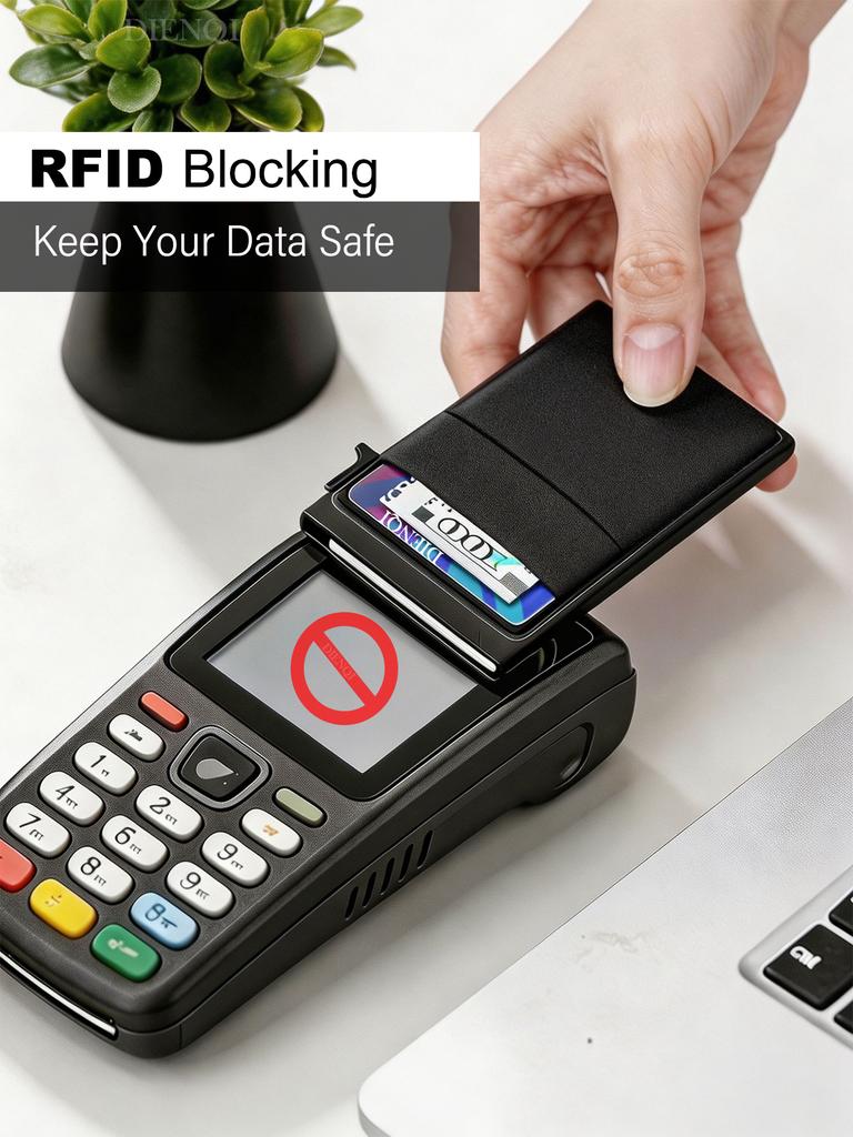 Men's Minimalist Wallet Slim Rfid Credit Card Holder Men Women Metal Wallets Automatic Pop Up Case Bank ID Cardholer Billetera