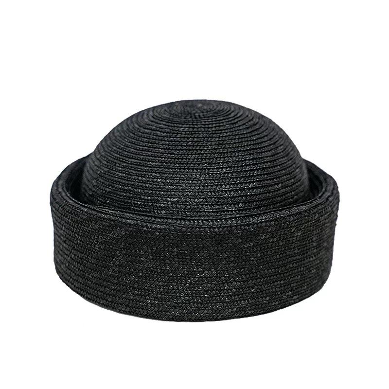 Natural grass British retro medicine box hat women's new dome top hat niche high sense