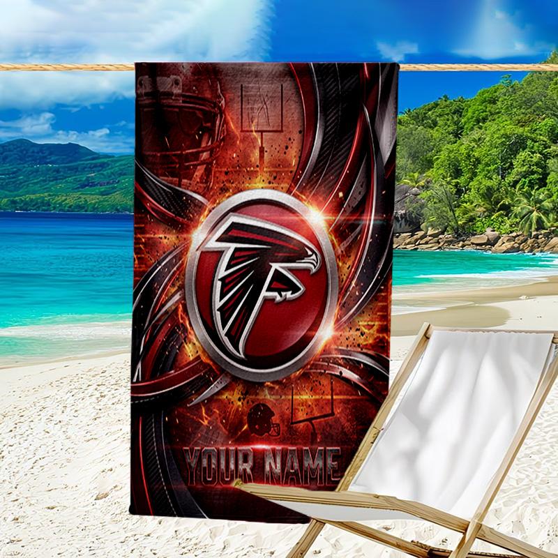 Custom Name Beach Towel Atlanta-Falcons Rise Up Beach Towel, Soft Microfiber, Gift for Her/Him, Birthday, for Pool, Beach, Travel, Fan gifts