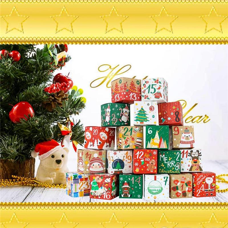24 Pcs DIY Christmas Advent Calendar Boxes 24 Days Advent Countdown Gift Boxes Christmas Cardboard Number Boxes