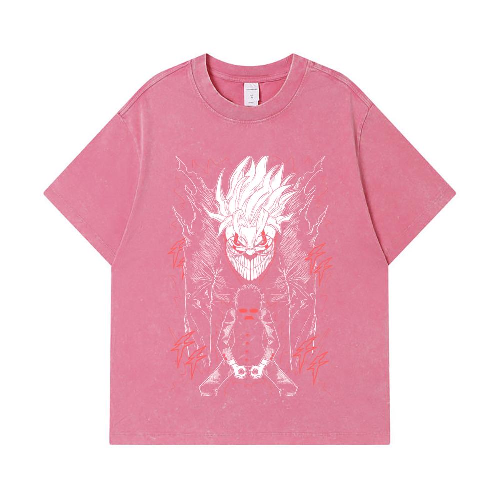 275 GSM Washed T-shirts 100% Cotton Dandadan V23 Okarun Print Unisex Heavy Cotton T Shirt