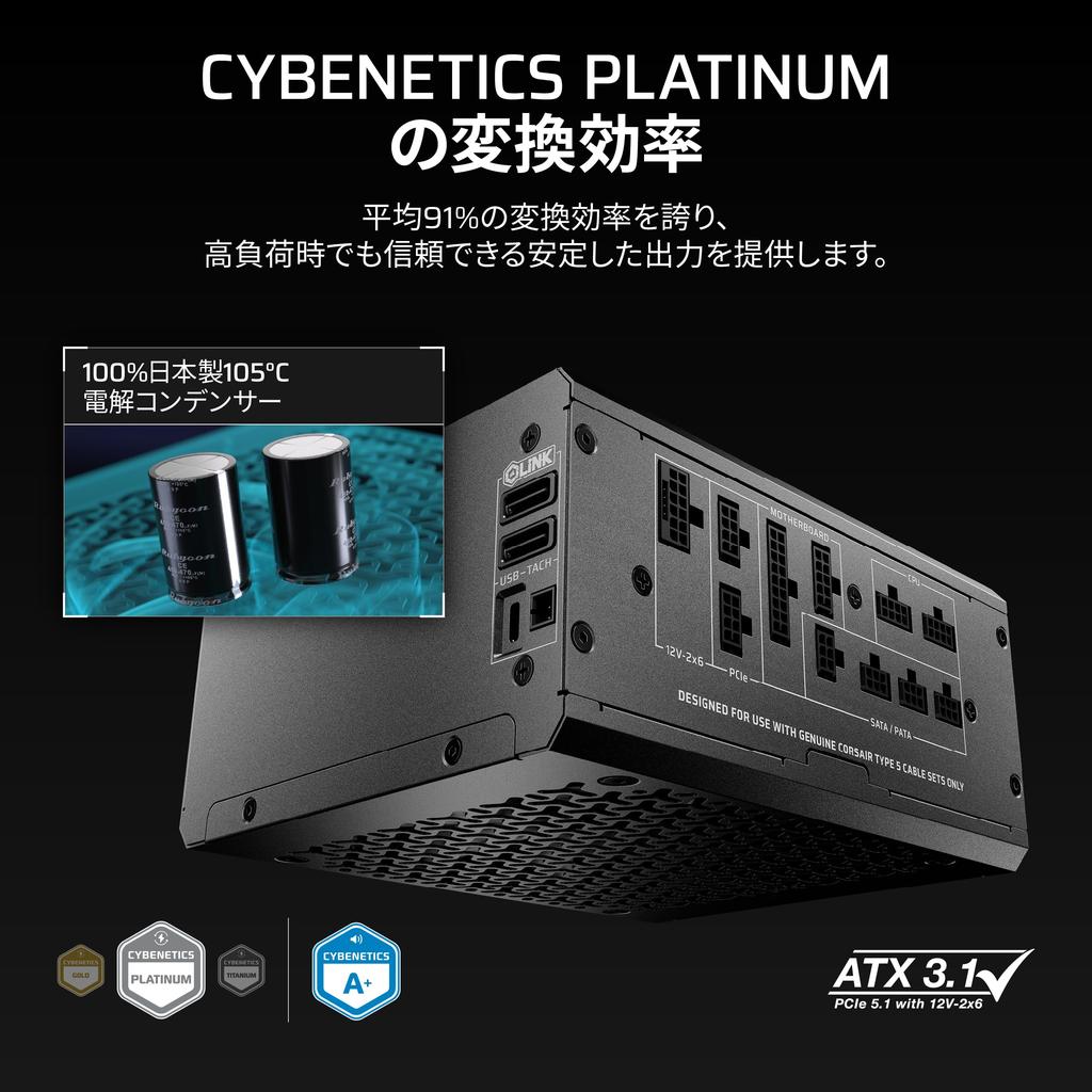 Corsair HX1000i SHIFT Power Supply Fully with Integrated iCUE LINK System Side Platinum ATX PCIe Fully Digitally Black High-Performance – Modular,