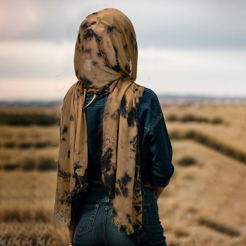 Новый Омбре Тай-дай Хлопок Район Хиджаб Шарф Женский Мусульманский Длинный Шаль Исламский Головной Платок Обёртывания Повязка на Голову Ид Вуали Фуляр 185*70см