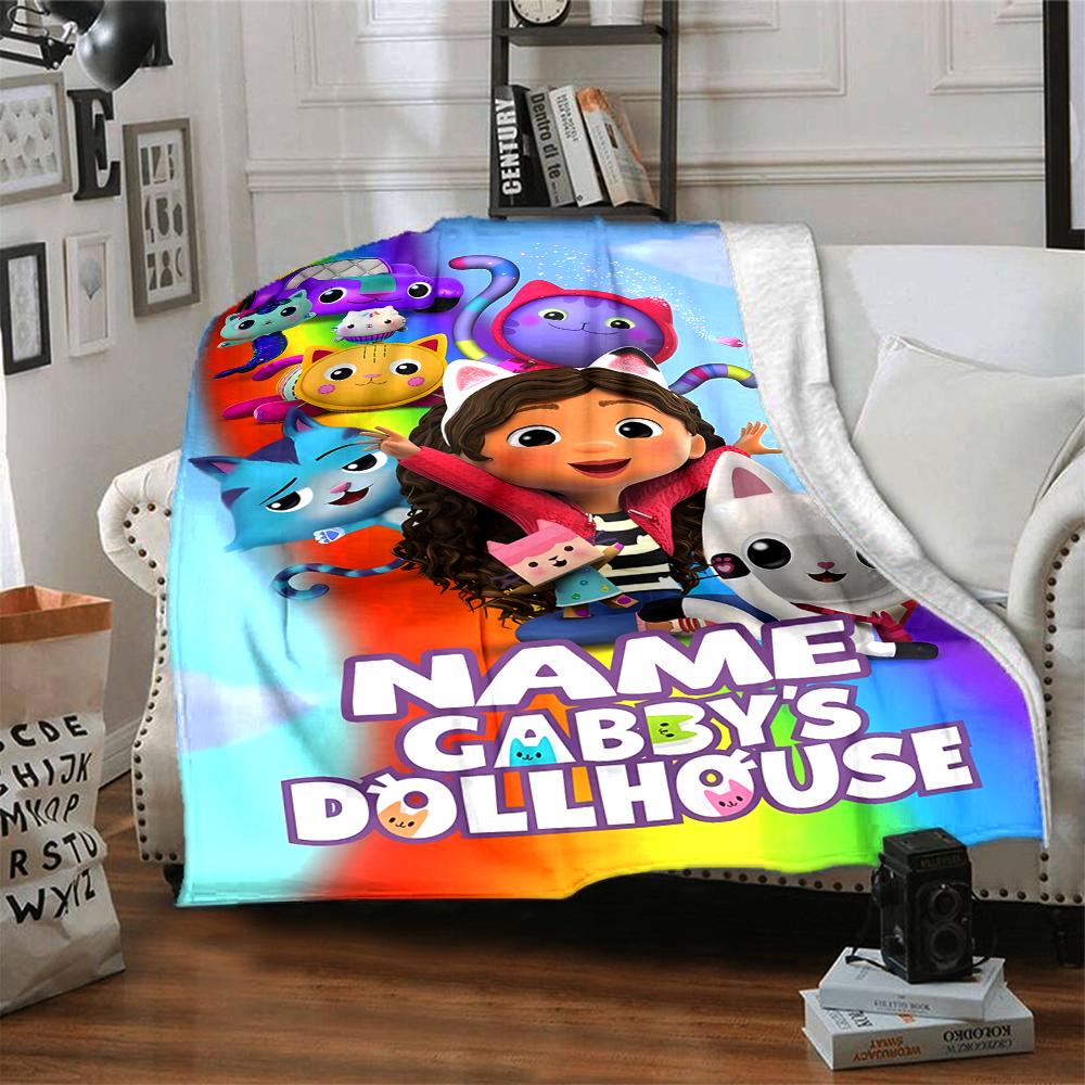 Customiz Name Personality Gabby's Dollhouse  Blanket Soft &Warm Sofa Office Bed Travel Lunch Break Blanket, Gift Suitable All Seasons