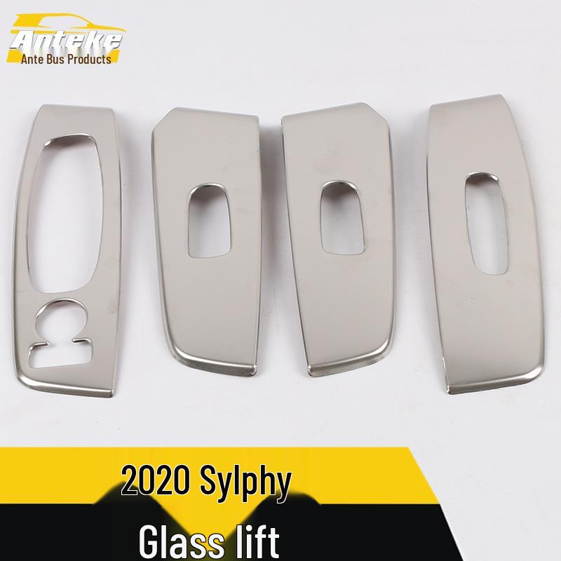 Compatible with 20 Sylphy Models: Glass Lift Sequins, Window Armrest Switch Decor Frame Sticker