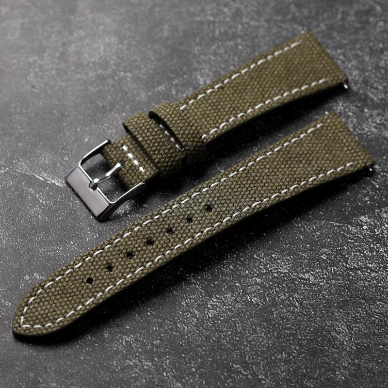 For Antique Watch Canvas Watchband 18 19 20 22MM Green Brown Gray Men Quick Release Soft Men's Wear Resistant Waterproof Bracelet