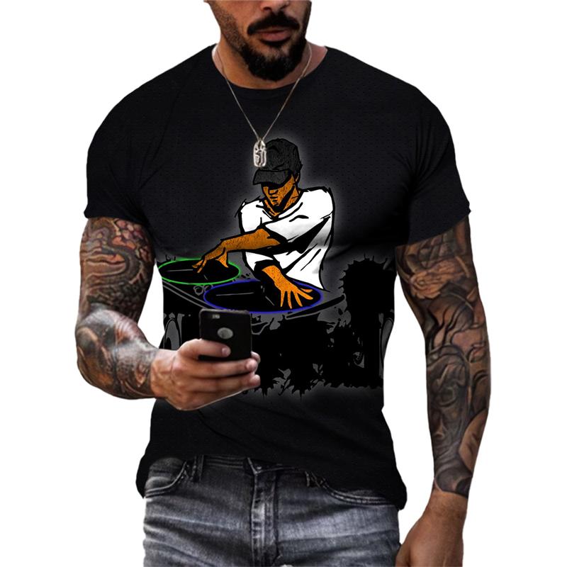 Летняя мода, новые музыкальные элементы, графические футболки, мужские тенденции, хип-хоп, уличный стиль, крутая футболка, футболки в стиле Харадзюку с 3D принтом, топы