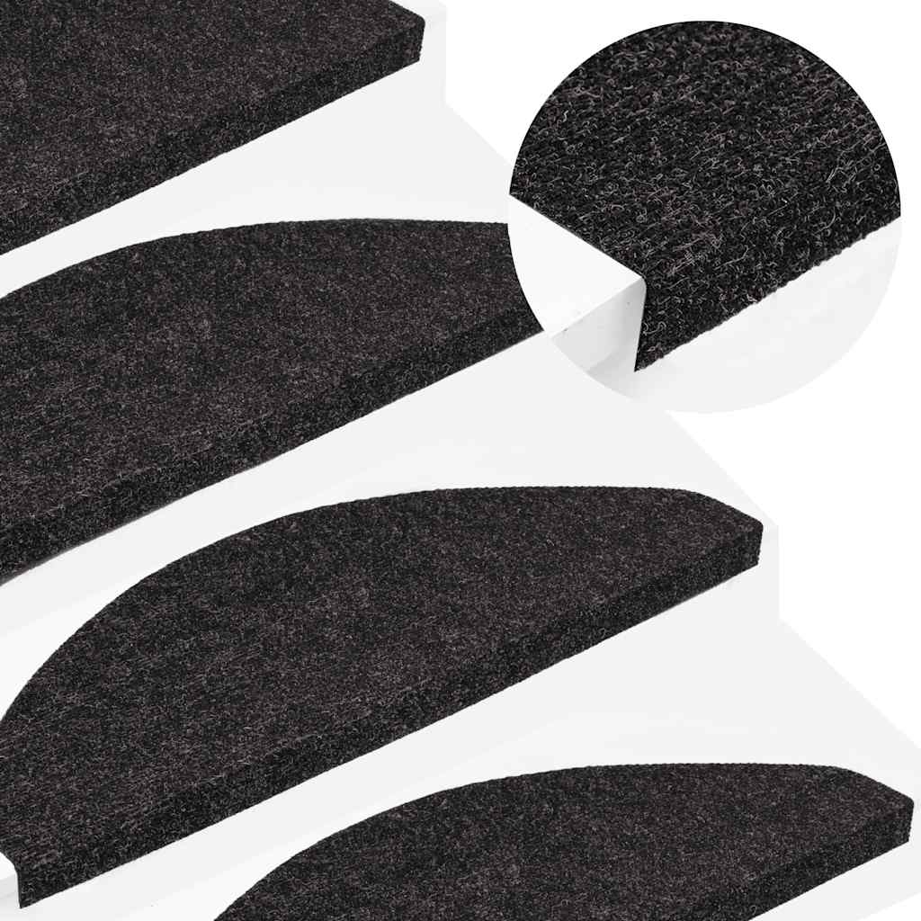 Self Adhesive Stair Mats 10 Pcs. Anthracite 65x22.5x3.5 cm