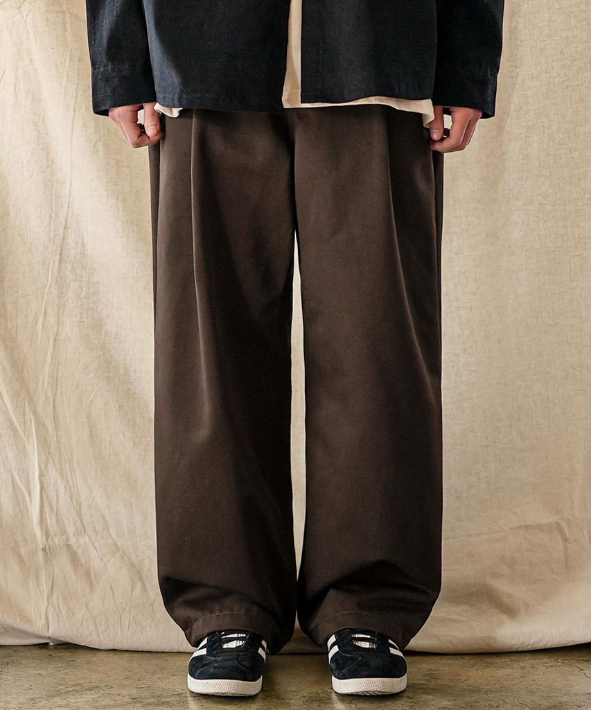 JEMUT Deck One-Pleat Cp Wide Pants Brown Solp2602