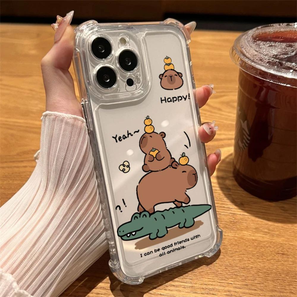Capybara Cartoon Animal Phone Case For Samsung Galaxy S25 S24 S23 S22 S21 S20 Edge FE Ultra Plus 4G 5G Anti Fall Clear TPU Cover