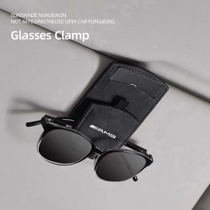 SCQK9 1Pcs Car Sun Visor Sunglasses Clip Suede Glasses Clamp For Mercedes Benz AMG W204 W205 W203 W211 W212 W213 W201 W210 W124 W246