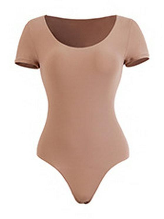 Seamless Short-Sleeve Shaping Bodysuit Thong for Women