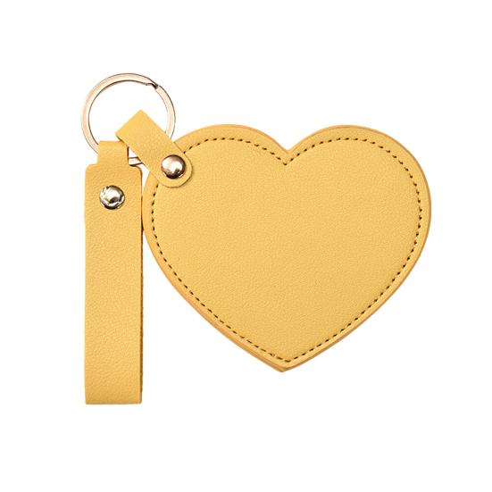 Зеркало для макияжа в форме сердца, водонепроницаемое, из искусственной кожи, зеркало для туалетного столика, брелок, портативное дорожное, ручное косметическое зеркало для женщин, подвеска для сумки