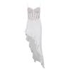Lace Splicing Sexy See-through Halter Dress Ruffled Dress Female Summer Dress
