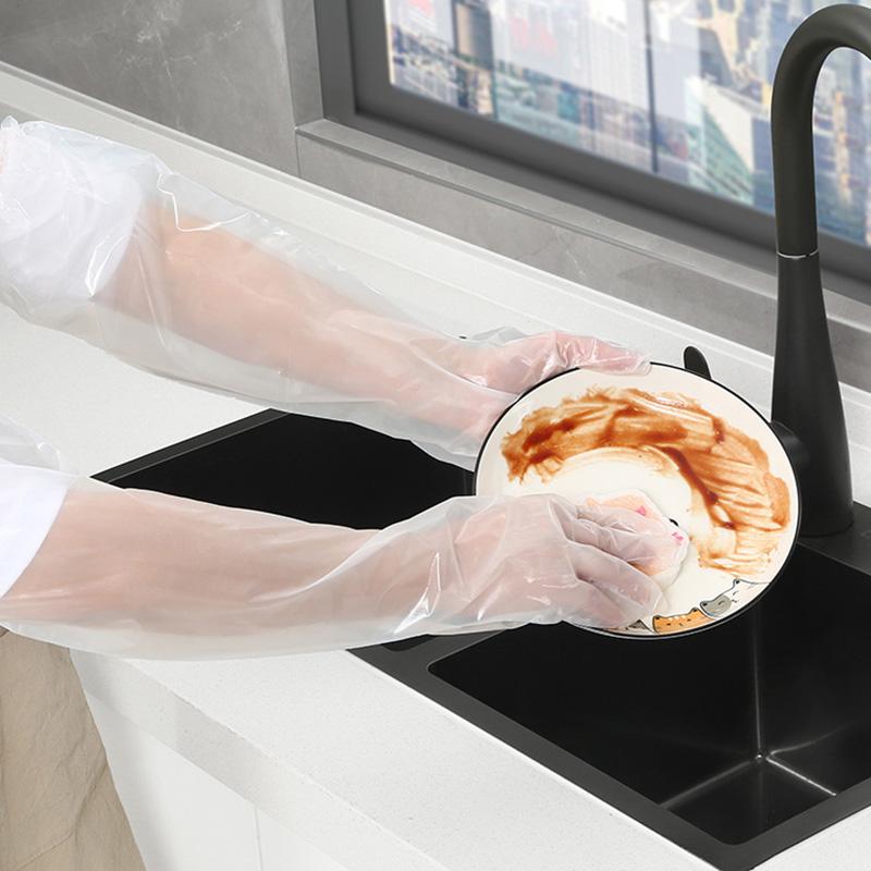 10-30PCS Disposable Long Arm Glove Transparent Waterproof Sleeve Gloves for Kitchen Bathroom Cleaning Housework Cleaning Gloves