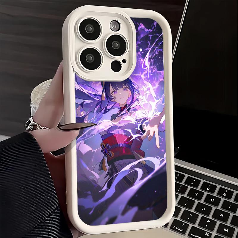 Чехол для телефона iPhone 17 Air 16E 15 16 Pro Max Genshin Impact Райдэн Сёгун Чехол 14 Plus 13 12 Mini Мягкий Силиконовый Fundas