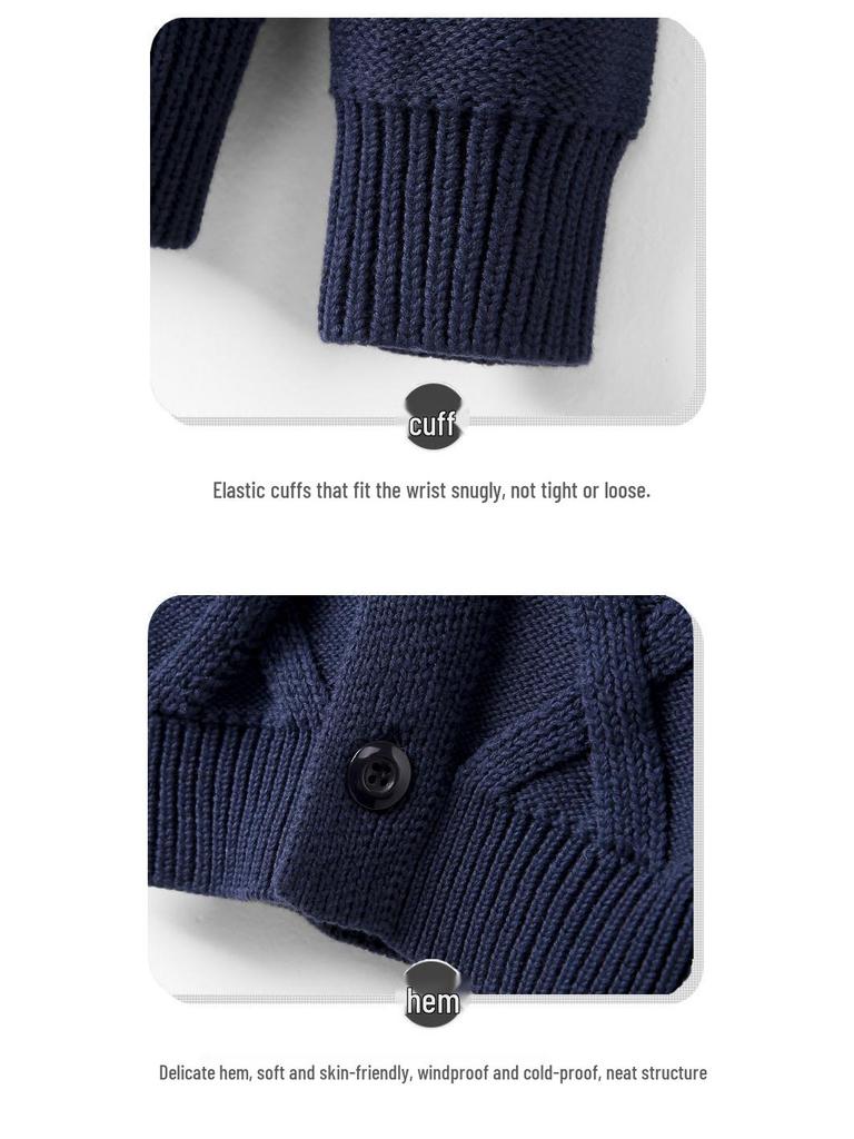 Детский вязаный кардиган с высоким воротником - Теплый и уютный для осени/зимы (Возраст 2-11 лет)