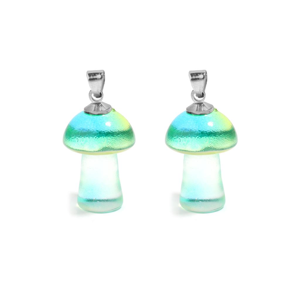 2Pcs 26×16mm Lampwork Mini Mushroom Pendant Colorful Transparent Crystal Pendant For DIY Charm Jewelry Accessories Wholesale