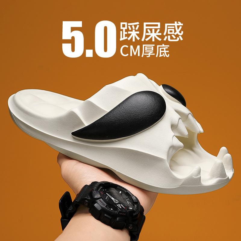 Новые персонализированные мужские тапочки с черепом 2024 года, летние шлепанцы для активного отдыха на толстой подошве, нескользящие женские сандалии для отдыха на пляже