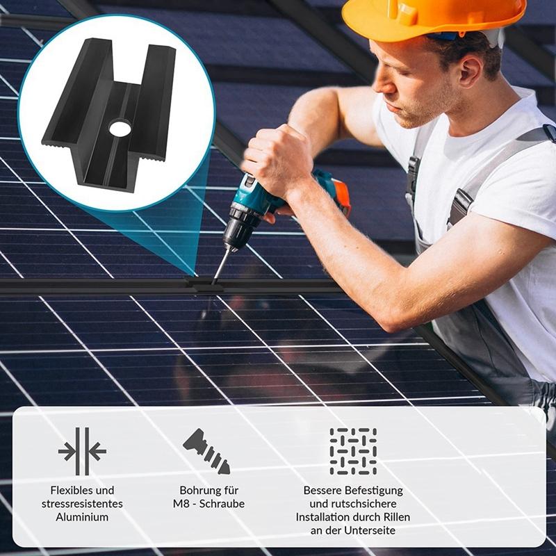 10 X Центральный зажим для PV солнечных панелей, Черный, Модульный зажим для всех высот рамы, Кронштейн для солнечных панелей для крыши солнечных панелей