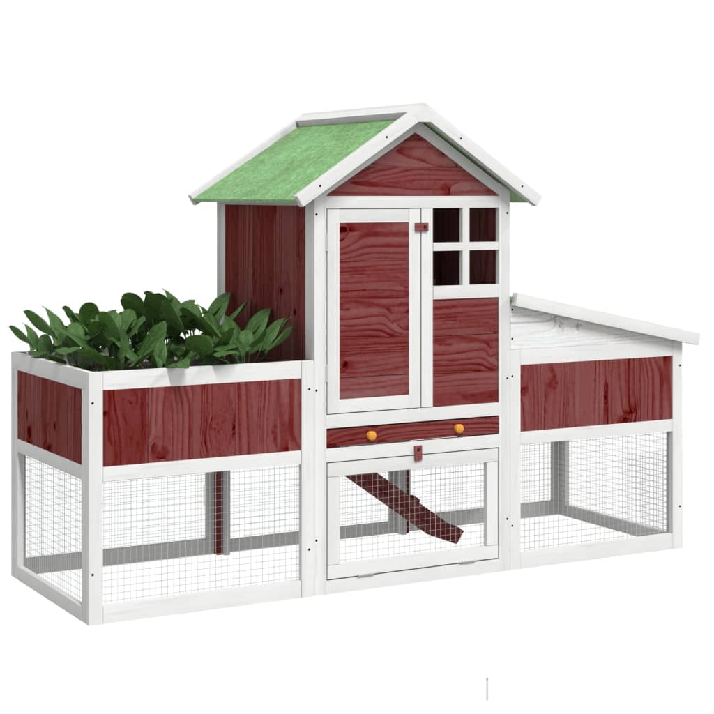 Rabbit Hutch in Mocha 170 x 63 x 113 cm Solid Pine Wood