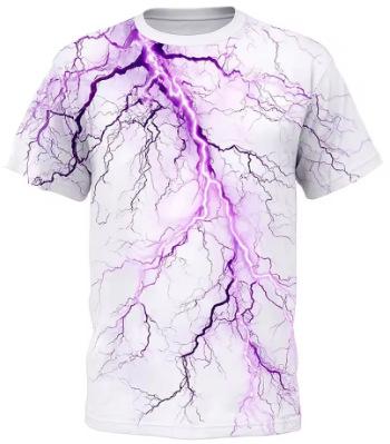 Men's 3D lightning print T-shirt summer short-sleeved casual round neck breathable street fashion personalized top